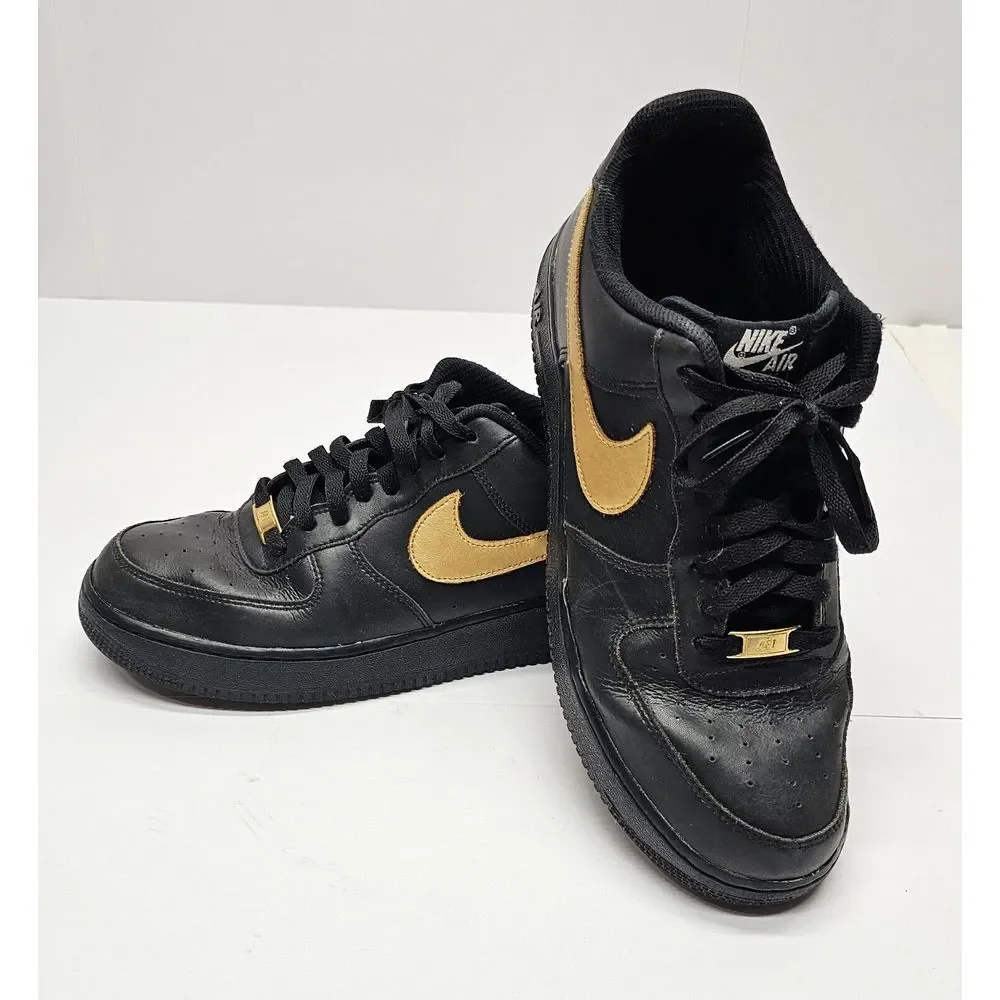 Nike‎ Air Force 1 Nike ID Black And Gold Size 11.5 Men's Red Nike Air On Heel